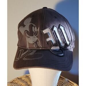 Mickey Mouse Cap Walt Disney World Brown Hat Fitted Stretch Fit M Logo Sz Adult